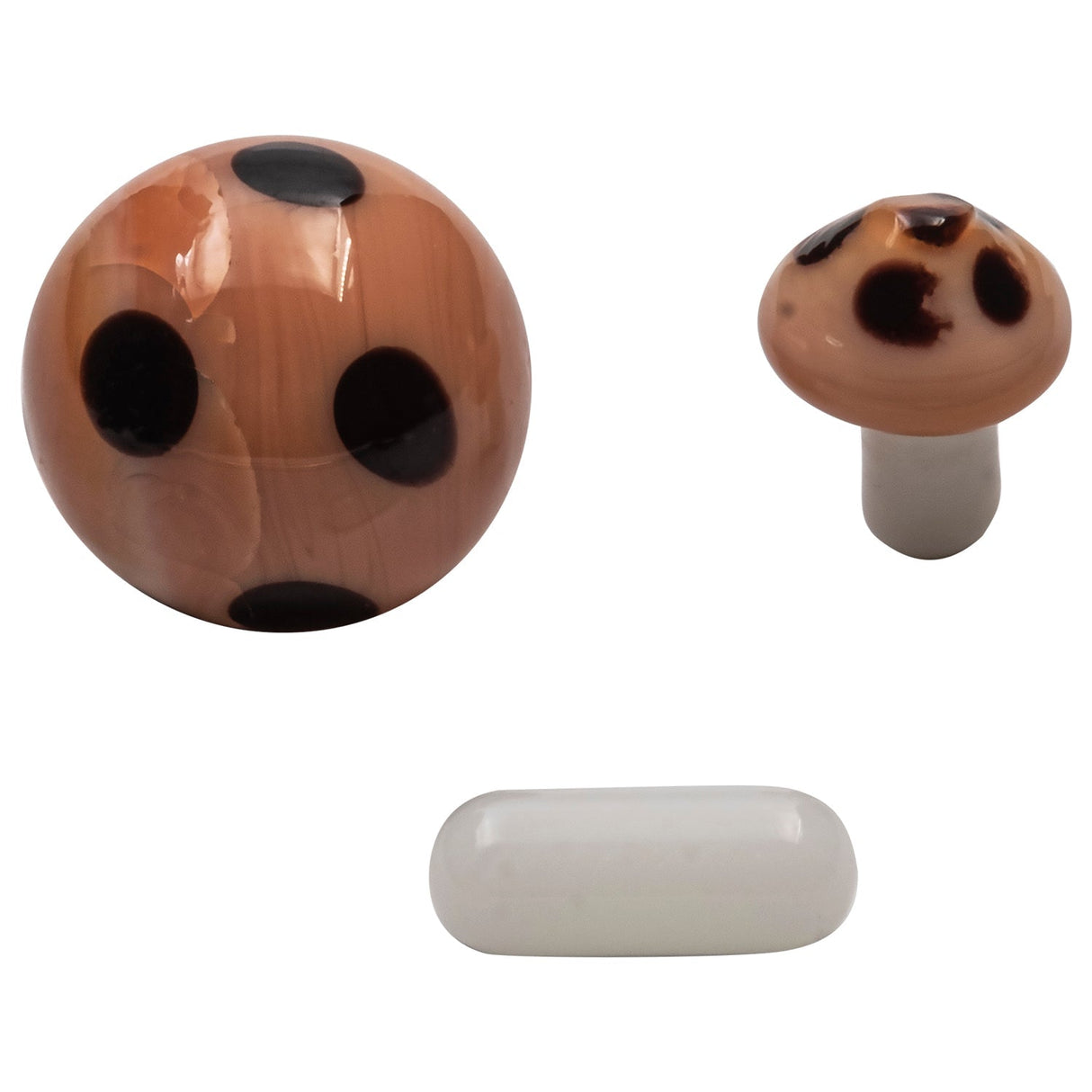 Glasshouse Mushroom Terp Kit with Borosilicate Glass Carb Cap, top and side view