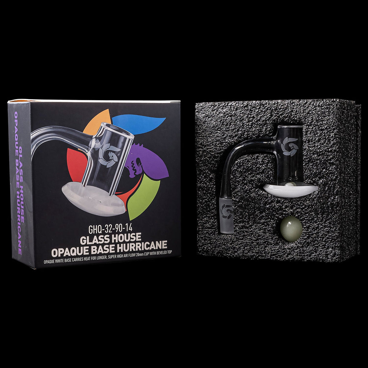 Glasshouse Opaque Base Hurricane Banger with Box, 14mm Male Joint, High Air Flow Design