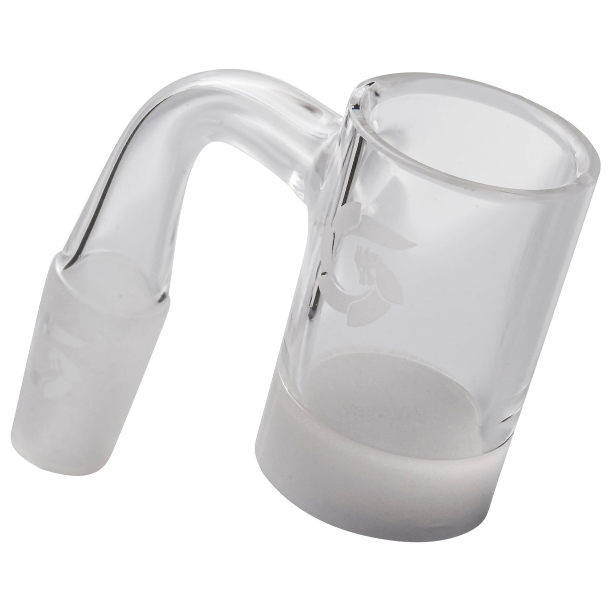 Glasshouse Opaque Crusher Quartz Banger with 9mm thick base and 14mm male joint, angled view