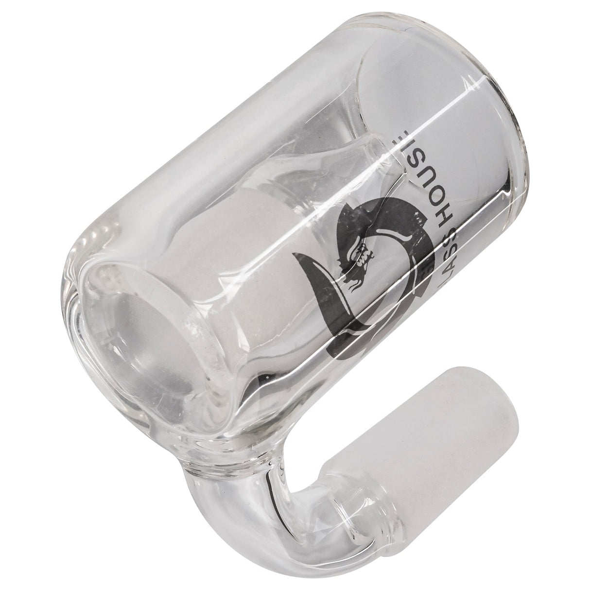 Glasshouse Quartz Reclaim Kit at 90-degree angle with 2x Silicone Dishes, 14mm Male Joint