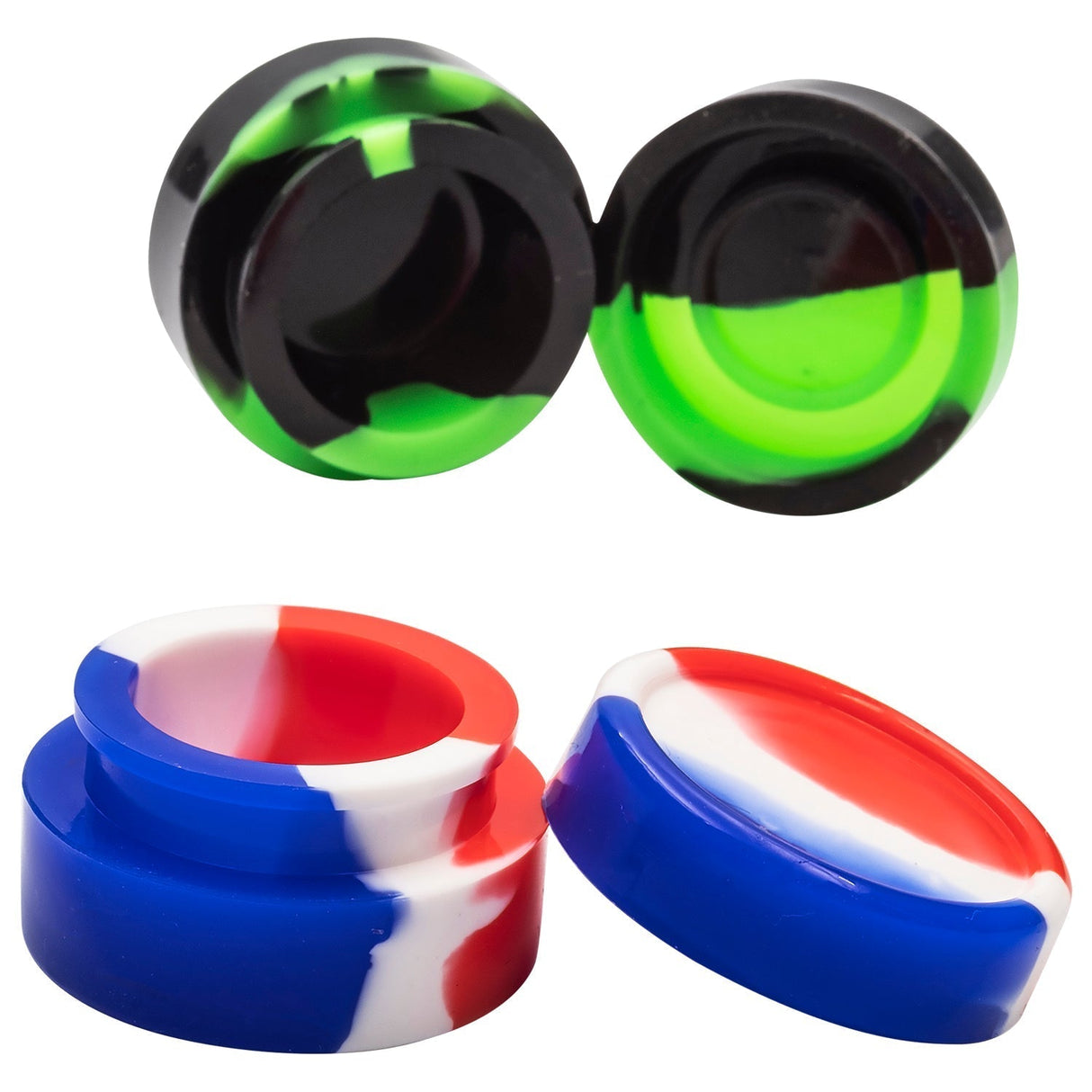 Glasshouse Quartz Reclaim Kit with colorful silicone dishes in red, white, blue, black, and green