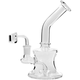 Glassic Bent Neck Travel Size Rig with Quartz Banger, Clear Borosilicate Glass, 7.5" Side View