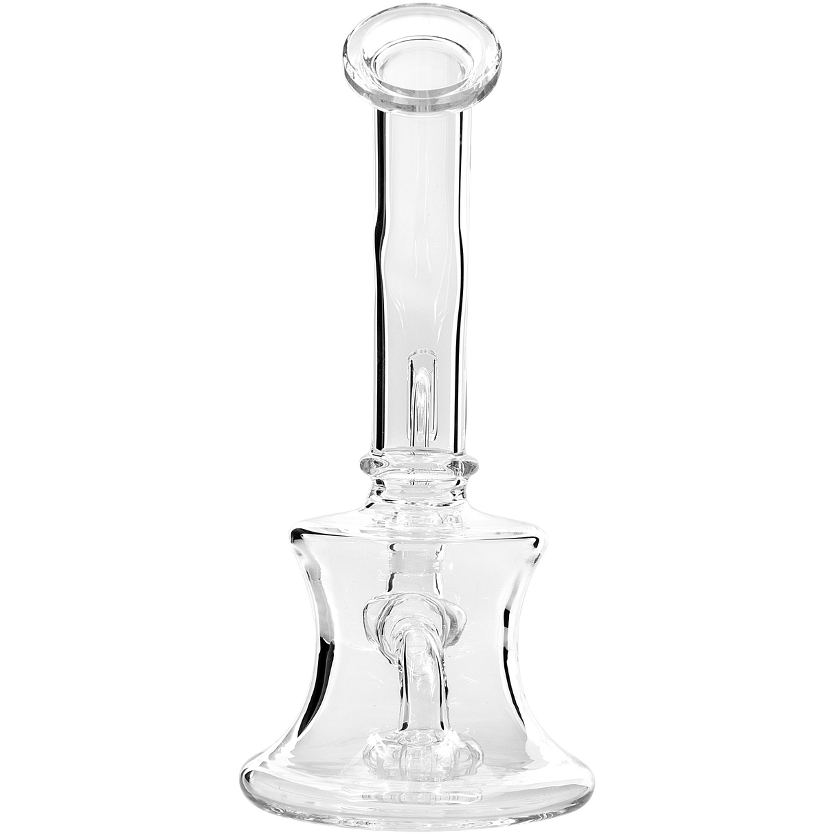Glassic Bent Neck Travel Size Rig with Banger, Clear Borosilicate Glass, 7.5" Showerhead Percolator