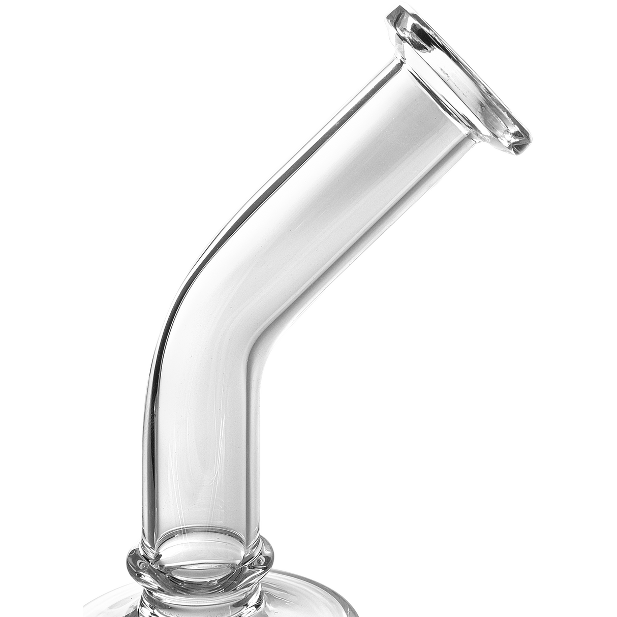 Glassic Bent Neck Travel Size Rig with Banger, clear borosilicate glass, side view