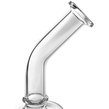 Glassic Bent Neck Travel Size Rig with Banger, clear borosilicate glass, side view