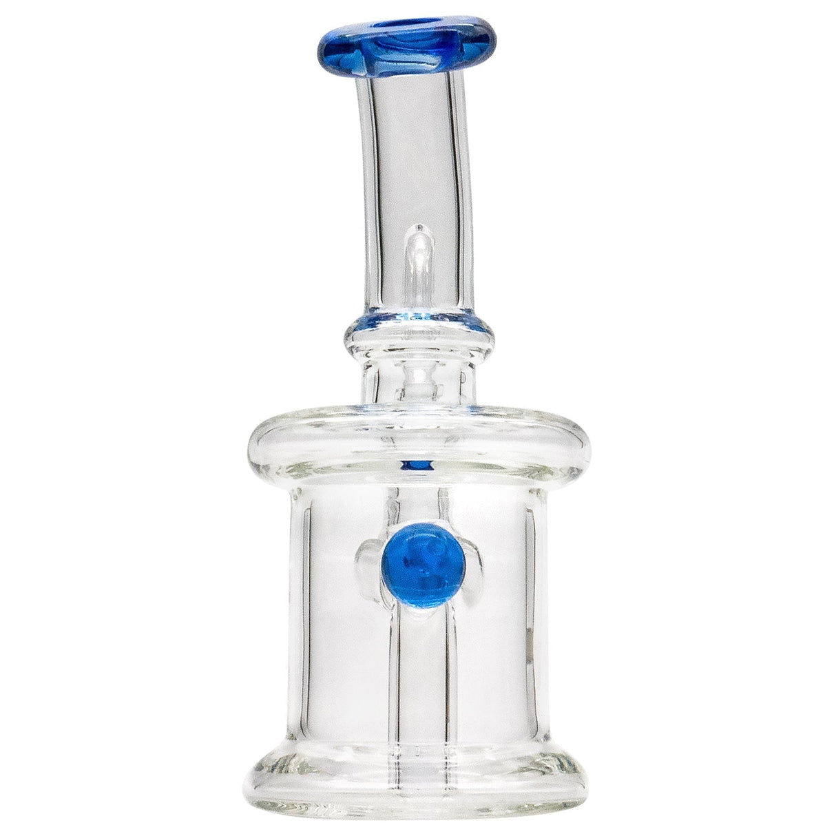 Glassic 5.5" Compact Barrel Banger Hanger Rig for concentrates, front view on seamless white background