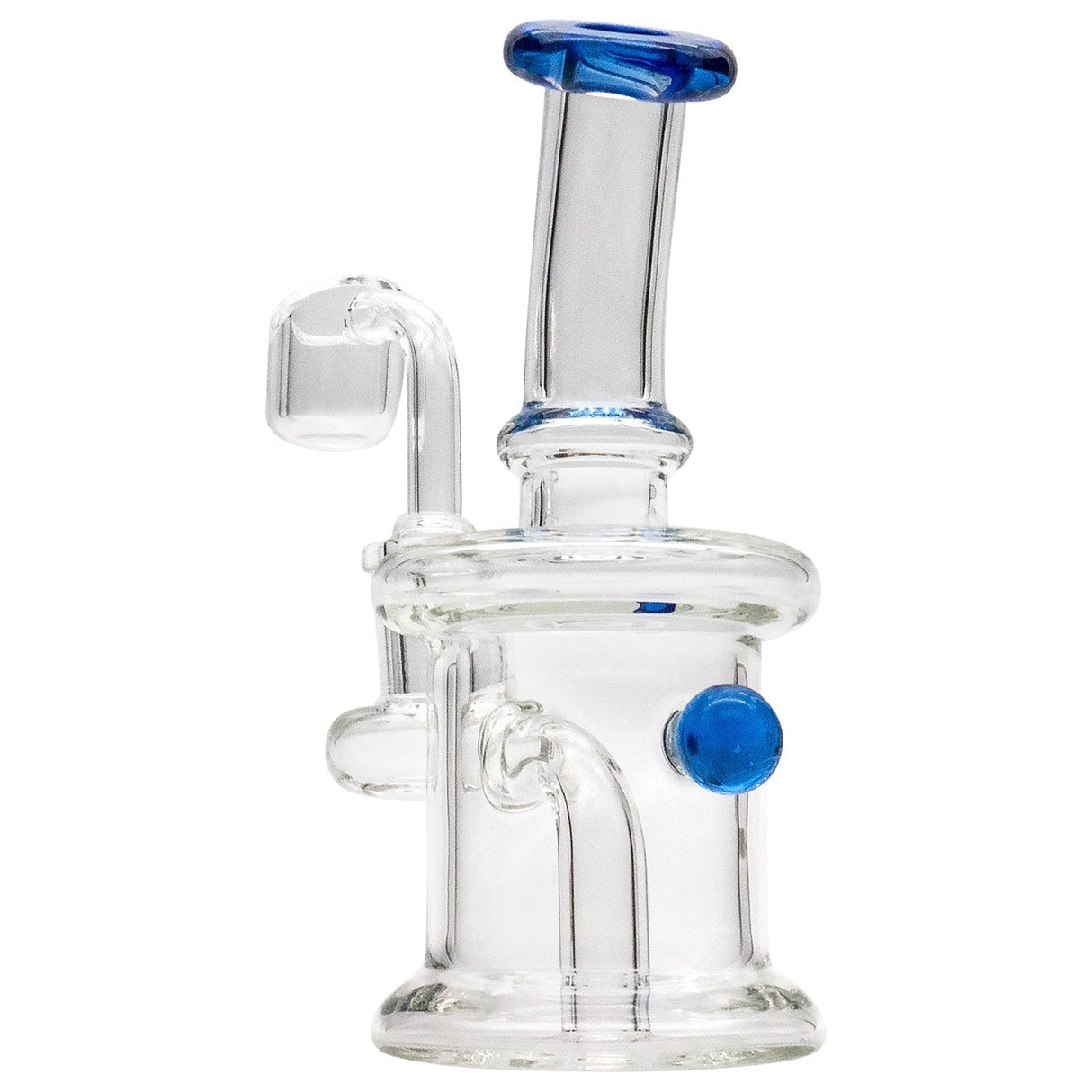 Glassic Compact Barrel Banger Hanger Rig, 5.5" Borosilicate Glass, front view on seamless white