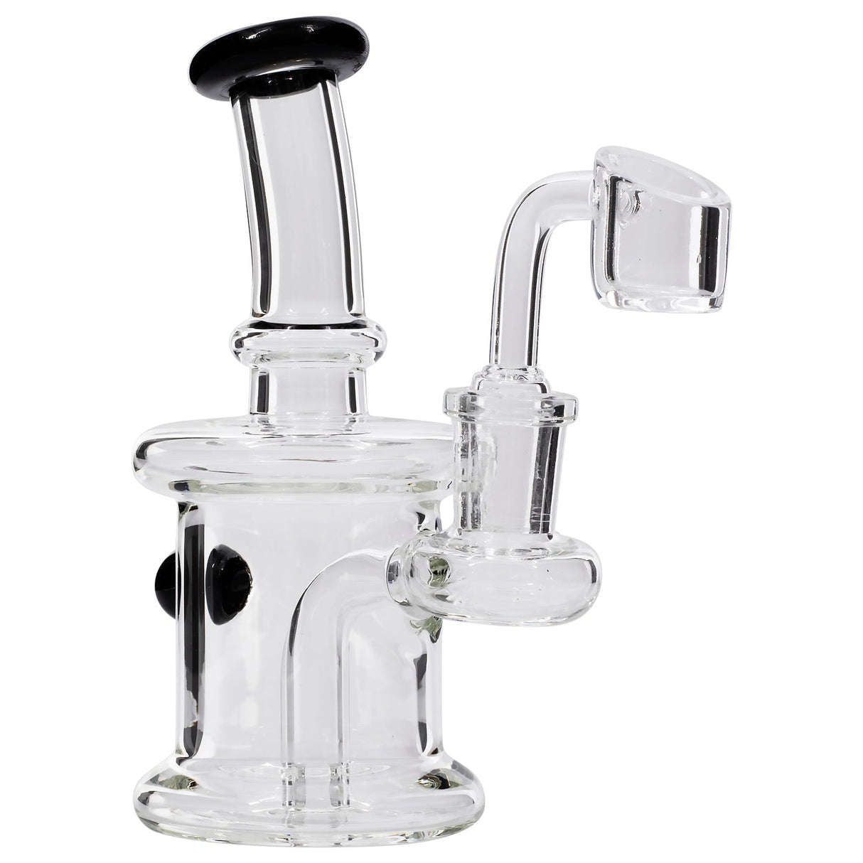 Glassic Compact Barrel Banger Hanger Rig in Onyx, Borosilicate Glass, 5.5" for Concentrates - Front View