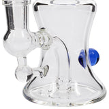 Glassic Marble-Studded Dab Rig with Blue Accents and Banger Hanger, Front View on White