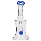 Glassic Marble-Studded Dab Rig with Blue Accents, Compact Design, Front View on White Background