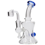 Glassic Marble-Studded Dab Rig with Blue Accents and Quartz Banger, Front View