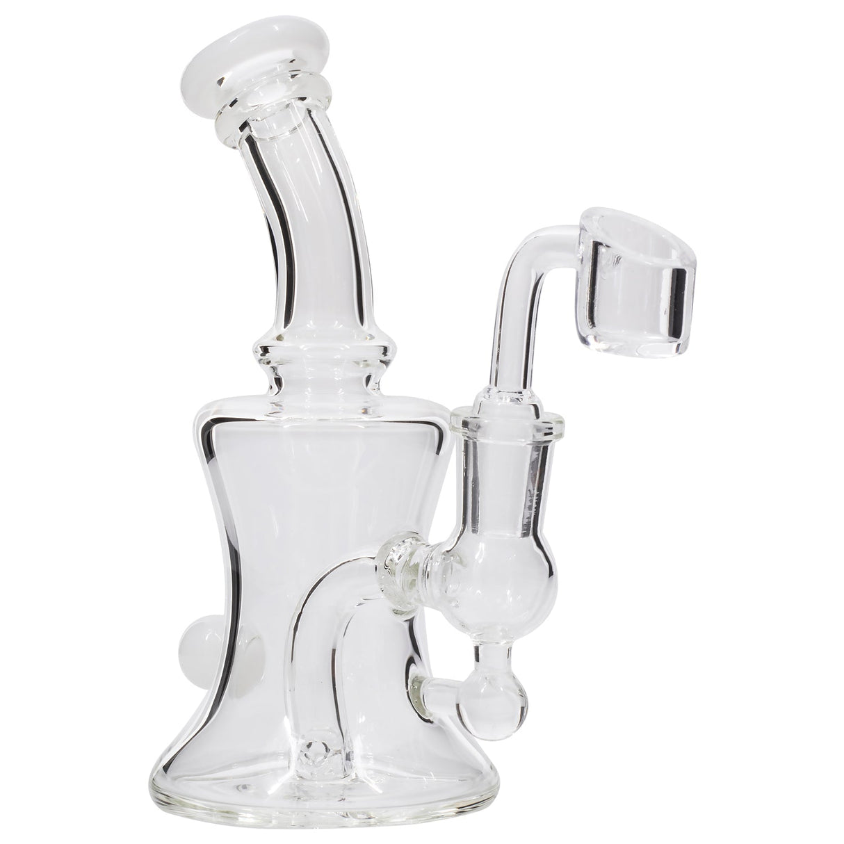 Glassic Marble-Studded Dab Rig with Frost Accents and Banger Hanger on White Background