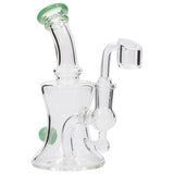 Glassic Marble-Studded Dab Rig with Jade Accents, Compact Design, Front View on White Background
