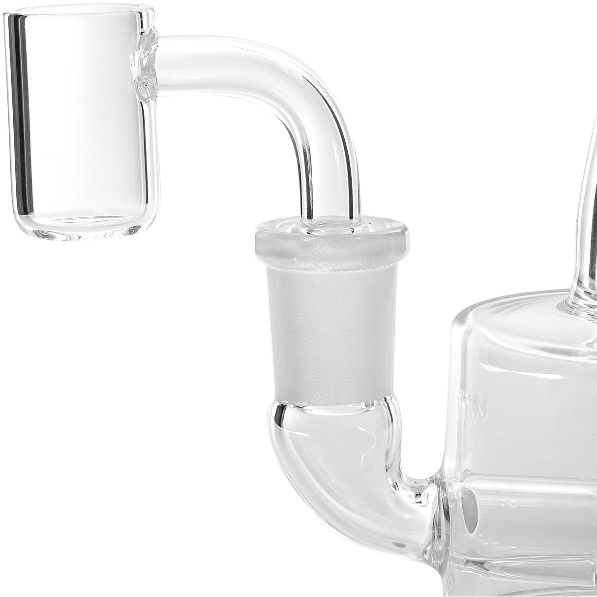 Glassic Mini Inline Dab Rig with Banger Hanger design, 14mm Female Joint, side view on white