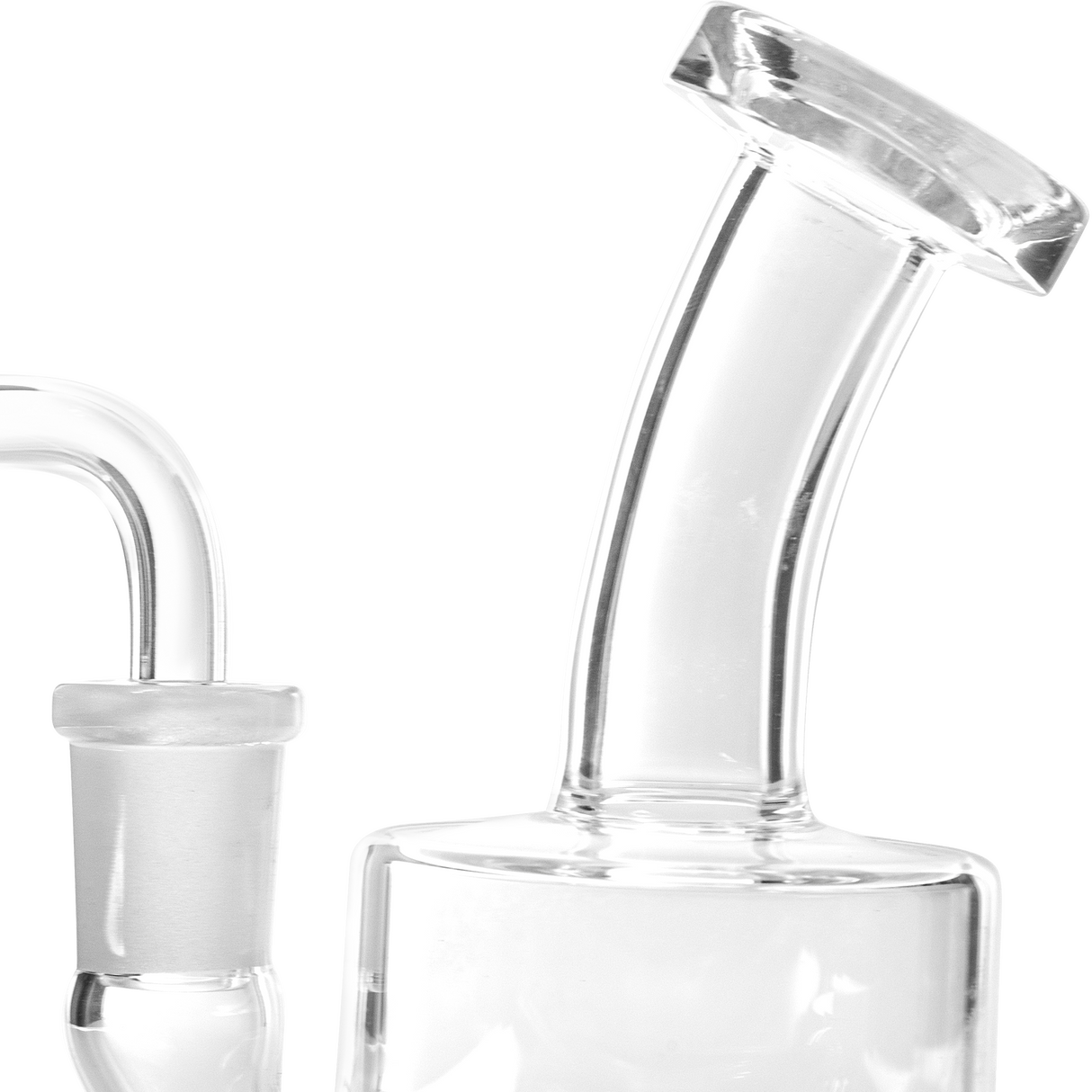 Glassic Mini Inline Dab Rig with Banger Hanger design, 14mm Female Joint, on white background