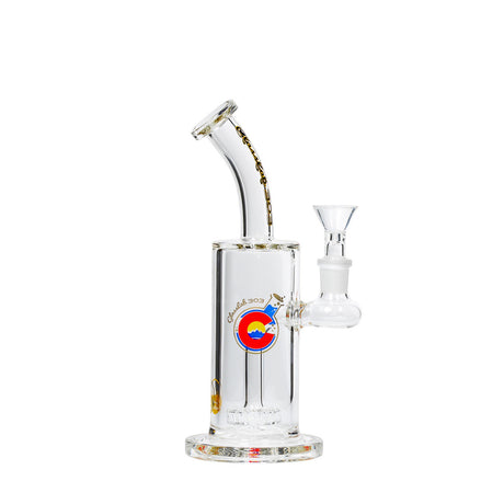 GlassLab 303 Clear Banger Hanger Dab Rig with Circle Percolator, 8" Height, Front View