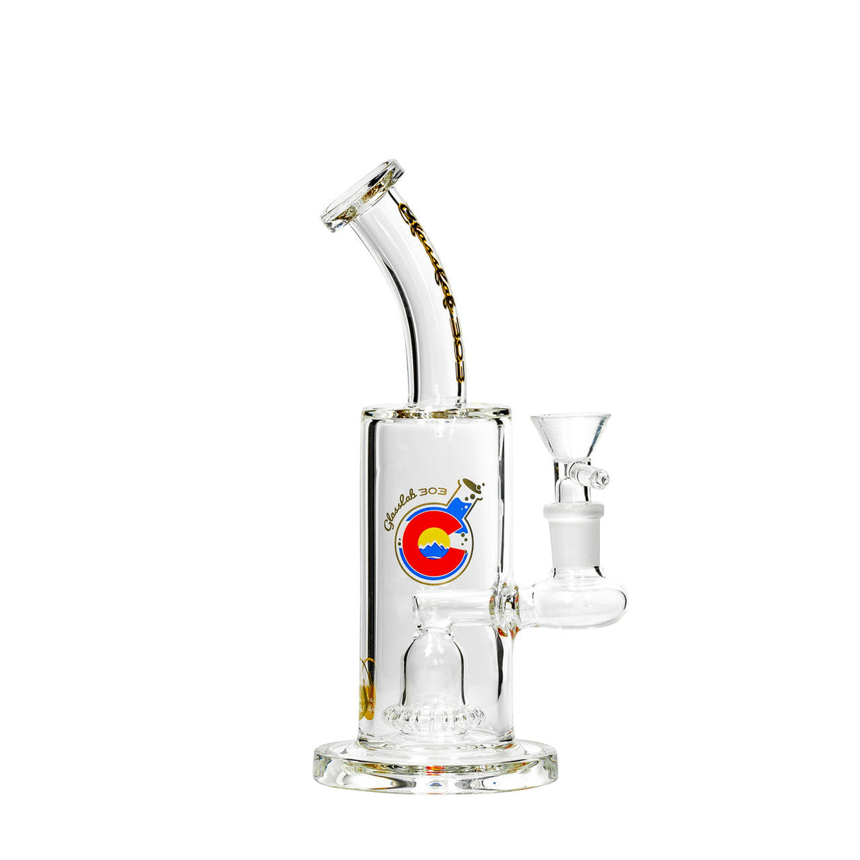 GlassLab 303 Clear Banger Hanger Dab Rig, 8" with Mini Dome Showerhead Percolator