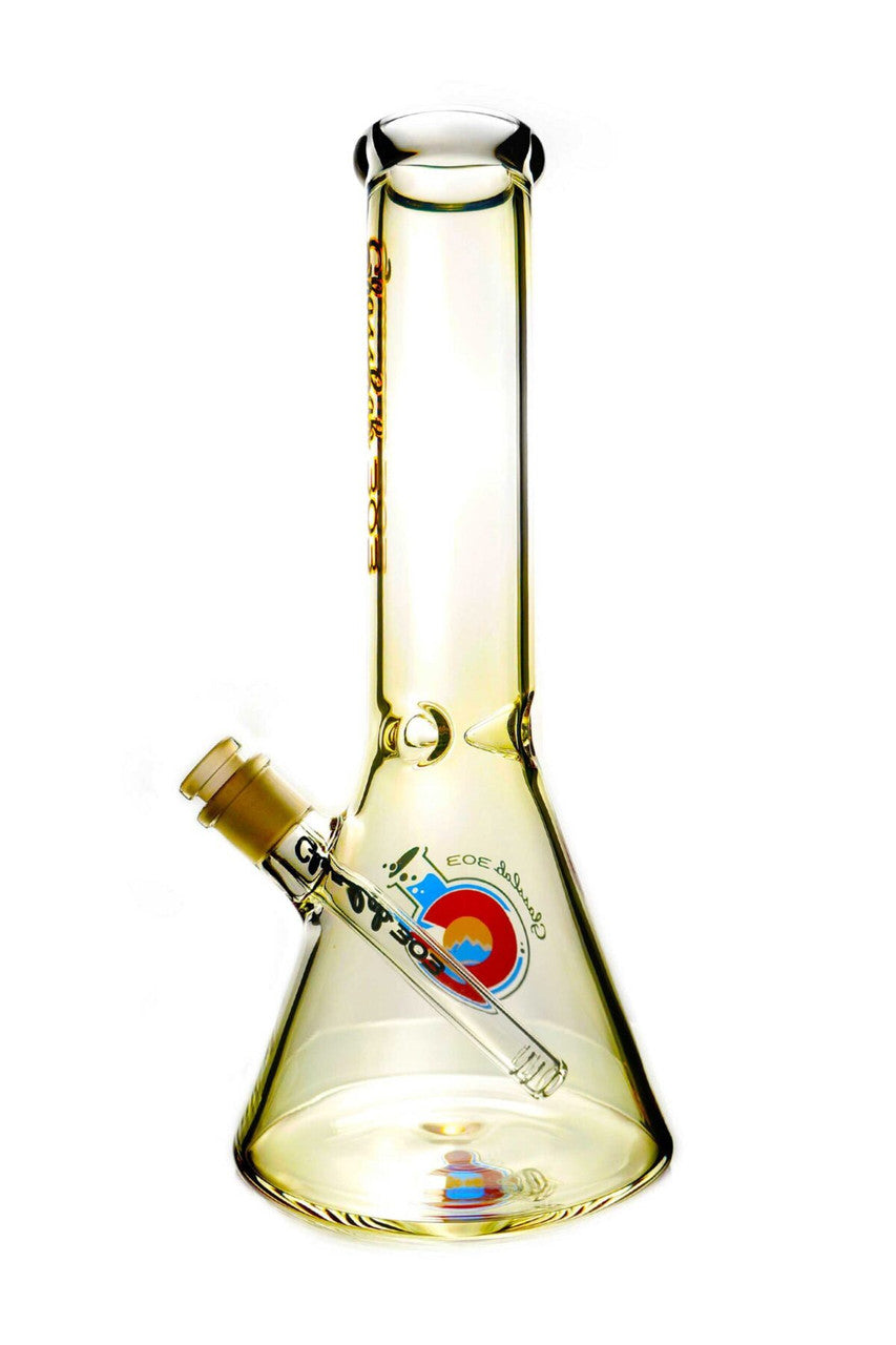 GlassLab 303 Silver Fumed Beaker Bong, 12" Height, 5mm Thick with Ice Pinch, Front View