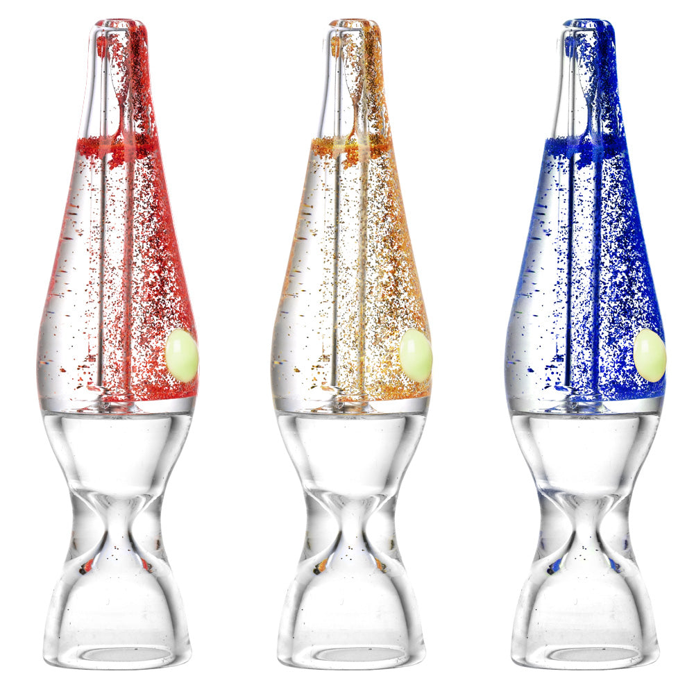 Colorful Glitter Bomb Freezable Glycerin Taster Bats, Portable 4.25" Hand Pipes for Dry Herbs, Front View