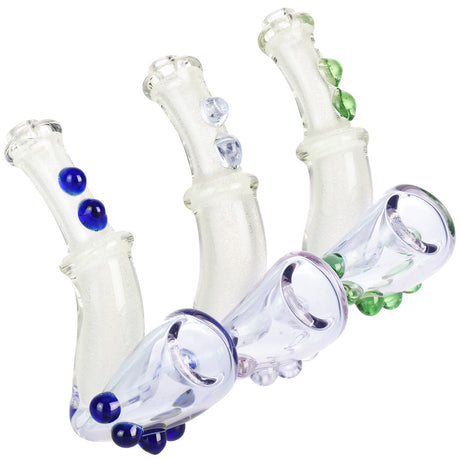 Glow Aurora Sherlock Hand Pipes by Glowfly Glass, 4.5" Borosilicate, glow-in-the-dark feature