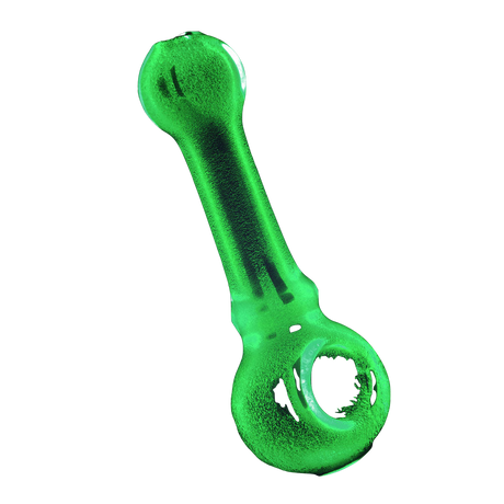 UV Reactive Glow in the Dark Green Spoon Pipe, 4.25" Borosilicate Glass, Portable Design