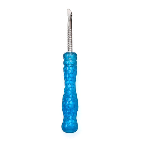 Glow in the Dark Blue Resin Handle Dab Tool from The Stash Shack, front view on white background