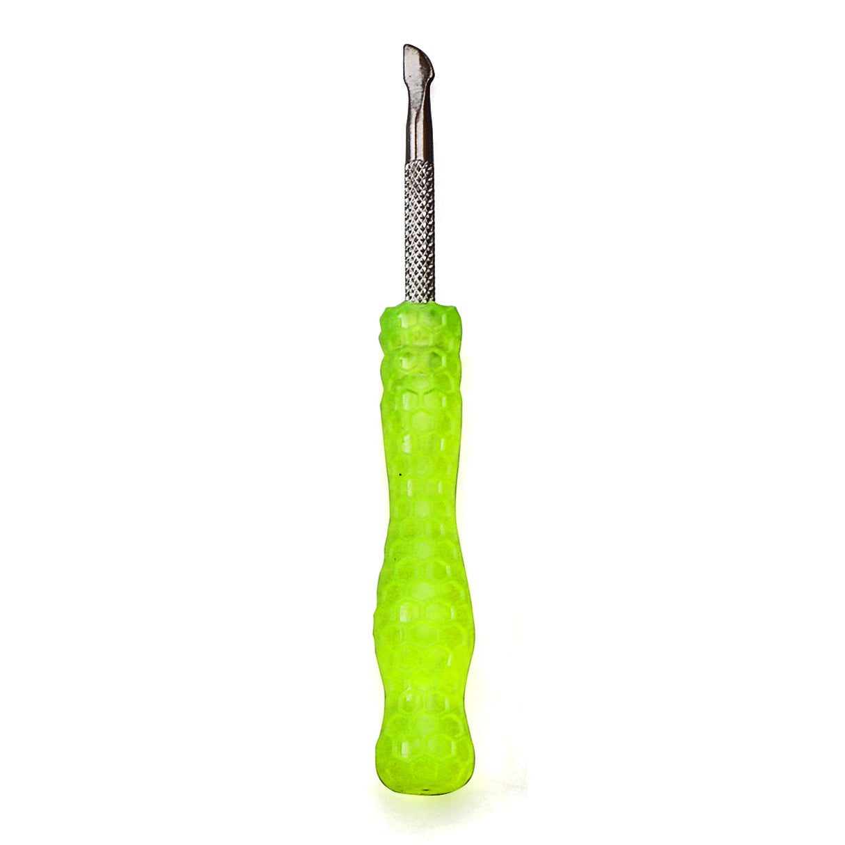 Glow in the Dark Yellow Resin Handle Dab Tool from The Stash Shack, front view on white background