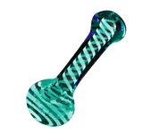 Glow in the Dark Swirl Hand Pipe with UV Reactive Design, Side View