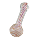 Glow in the Dark Swirl Hand Pipe with color-changing design, side view on white background