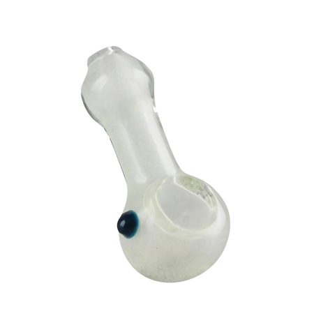 Glow Spoon Hand Pipe with Marble, UV Reactive Borosilicate Glass, 3" Compact Size