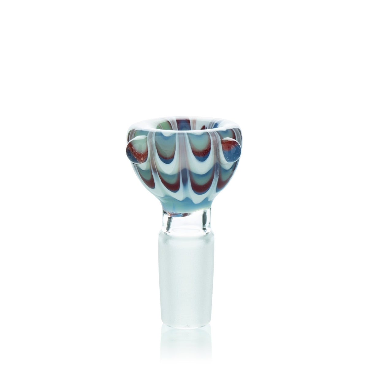 Lucky Goat Groovy Glass Bowl 14mm - Front View with Colored Swirl Design