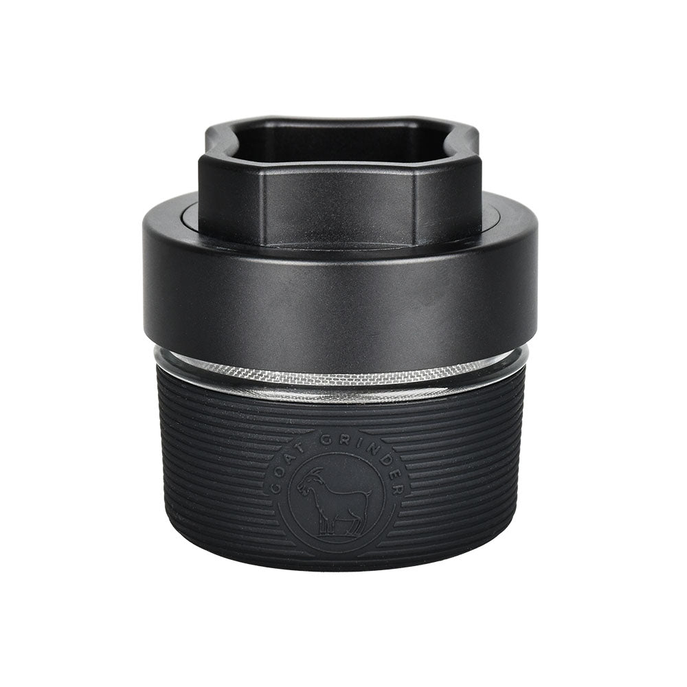 Front view of GOAT AITH v.1 Herb Grinder in Jardinière Black with textured grip and deep chamber