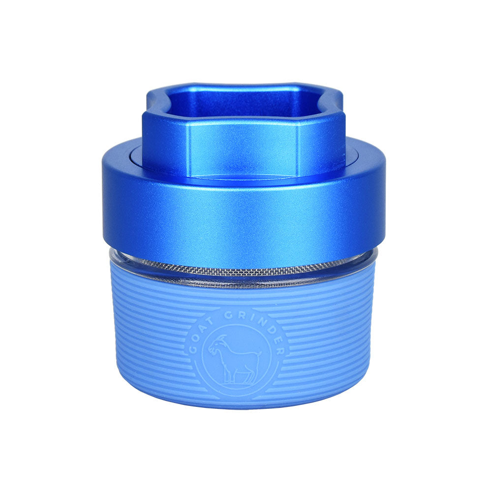 GOAT AITH v.1 Herb Grinder in Blue - Front View with Metal 4-Part Design