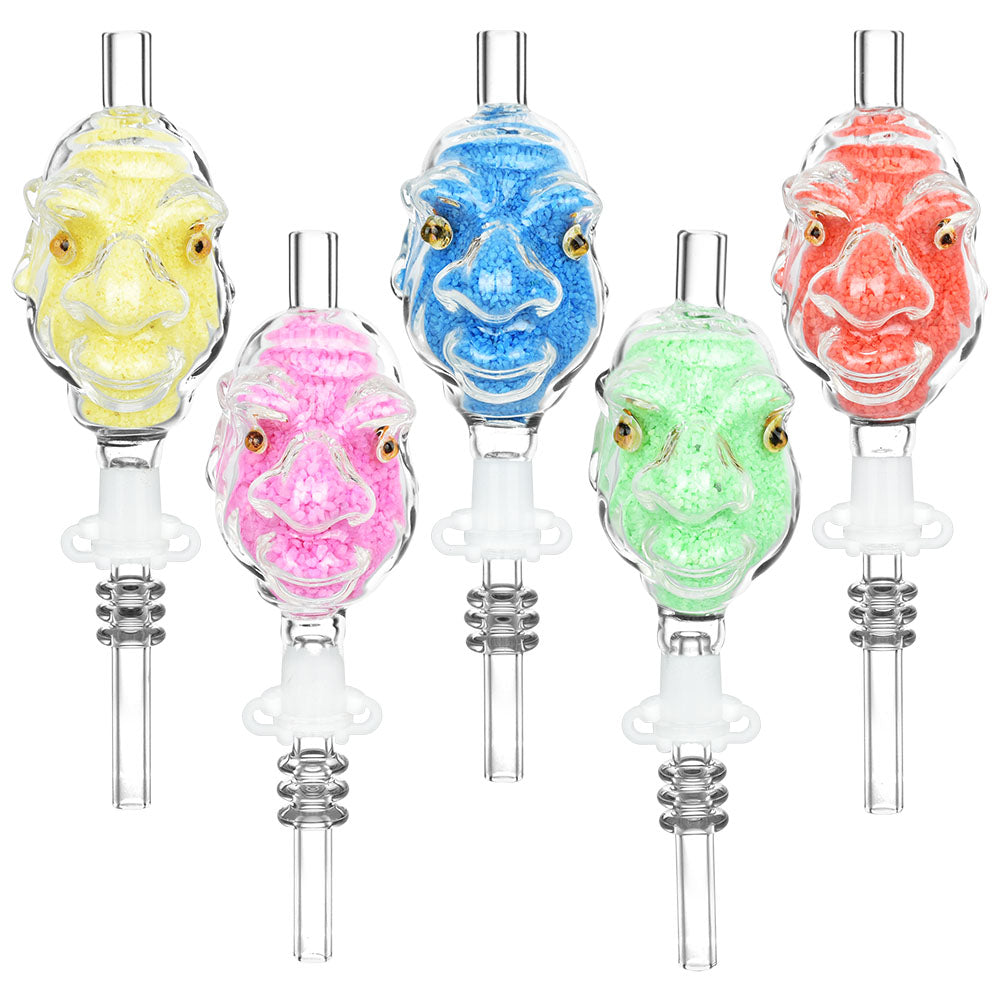 Assorted colors Goblin Gang 6" sand-filled dab straws with 10mm joint size, front view