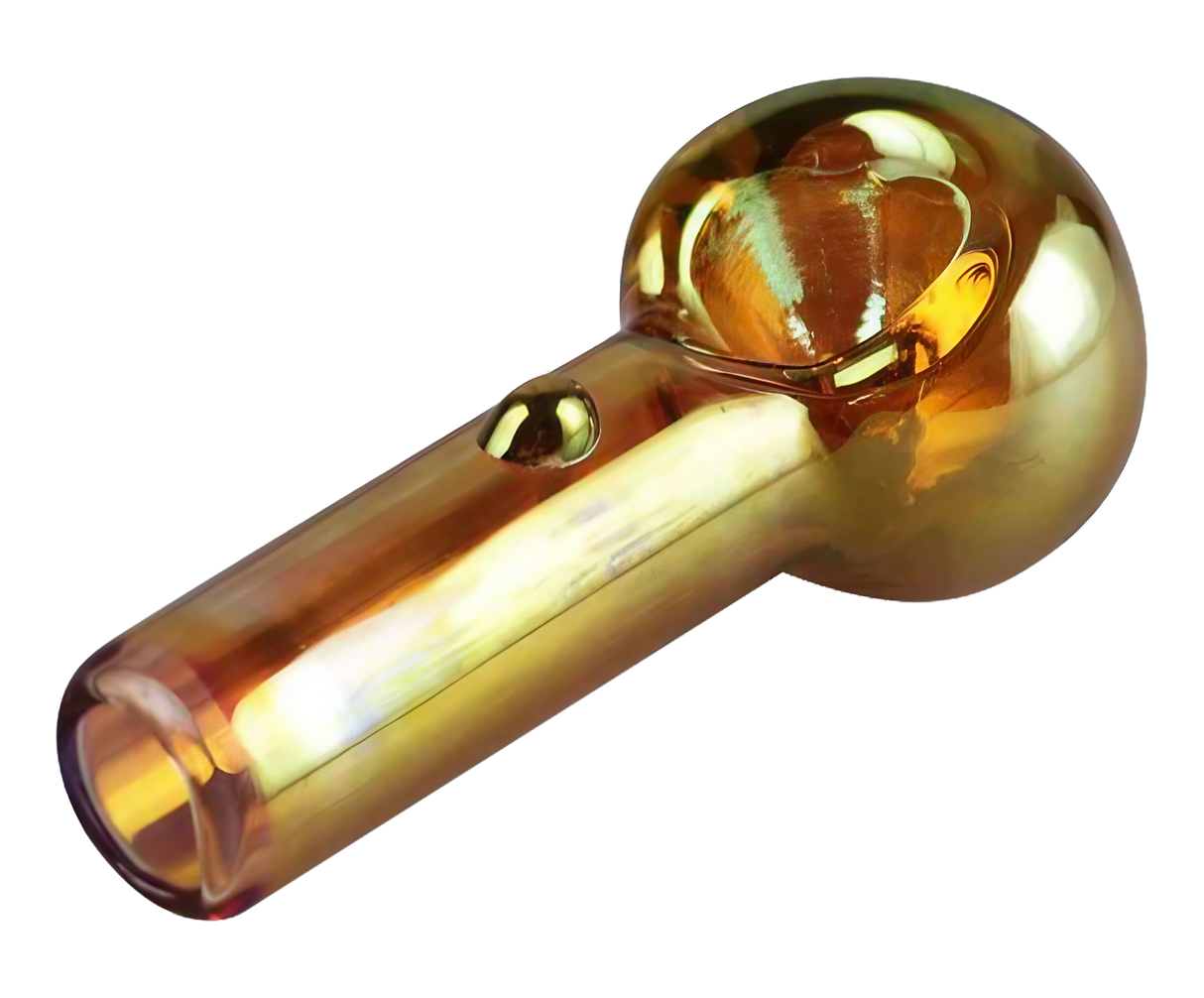Gold Fumed Borosilicate Glass Hand Pipe, 3-inch Spoon Design, Compact for Easy Travel