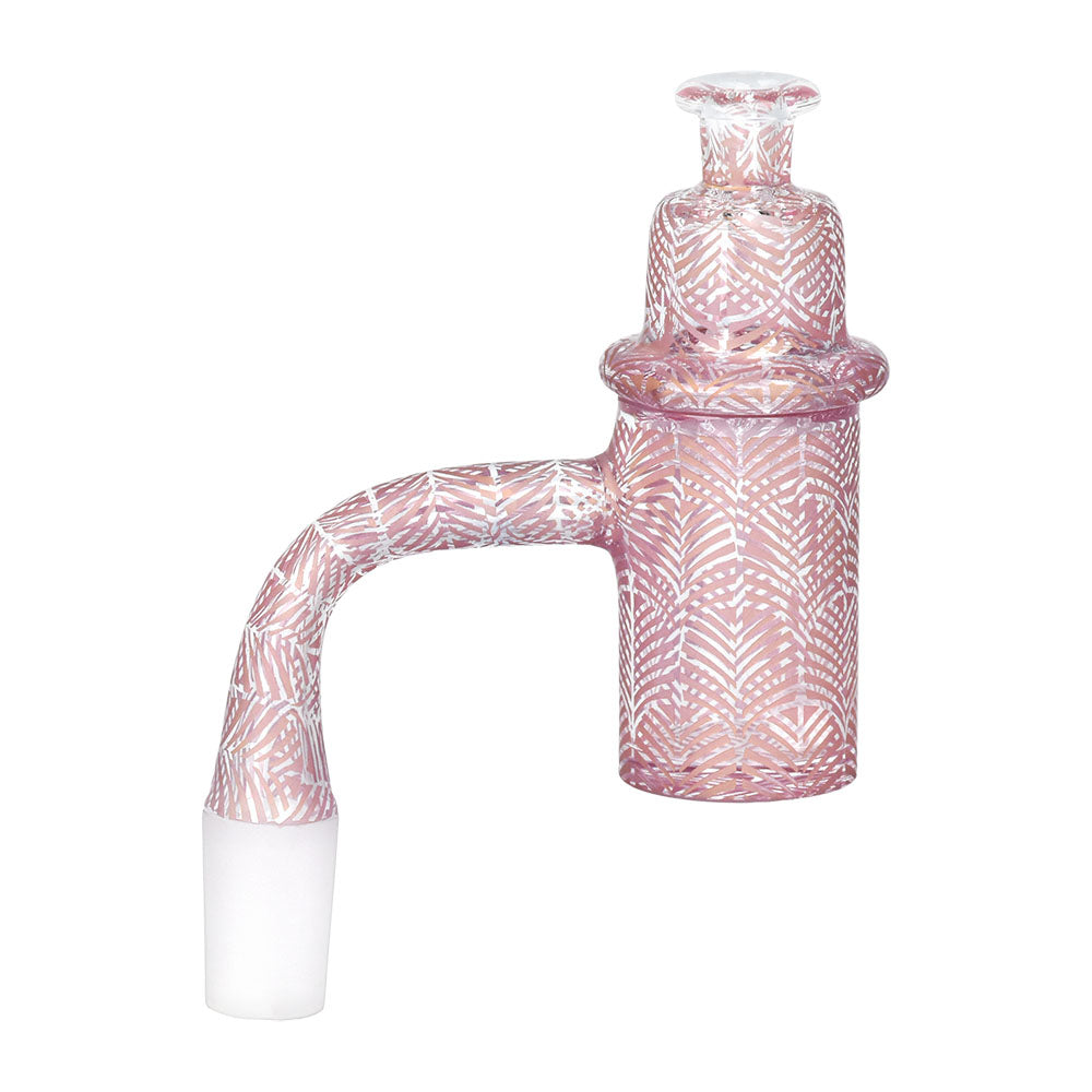 Gold Fumed Vortex Quartz Banger Set at 90 degrees, 14mm male joint size, intricate design