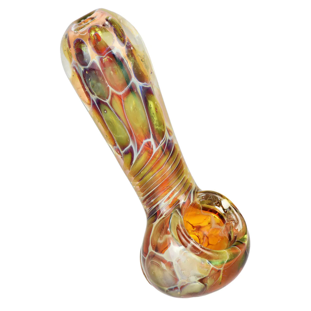 Golden Sea Turtle Shell Design Spoon Pipe, 3.75" Borosilicate Glass, Top View