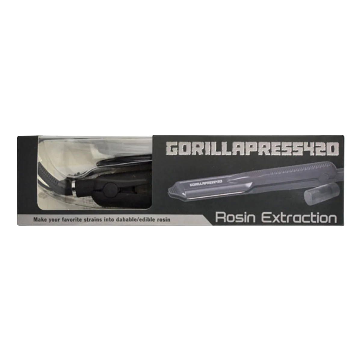Gorilla Press 420 compact steel rosin extraction press for dry herbs, front view with packaging
