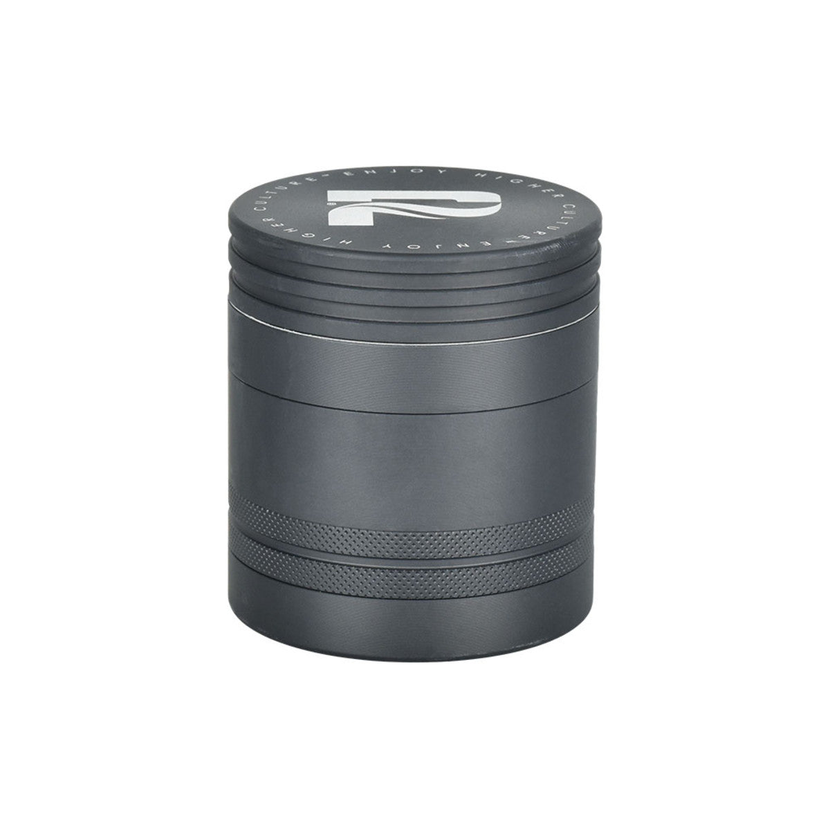 Pulsar GR745 5-Piece Grinder, 2.5" Diameter, Black, with Herb/Wax Storage, Front View