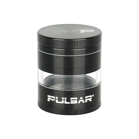 Pulsar Solid Top Side Window Grinder, 4-piece 2.5" aluminum, for dry herbs, front view on white