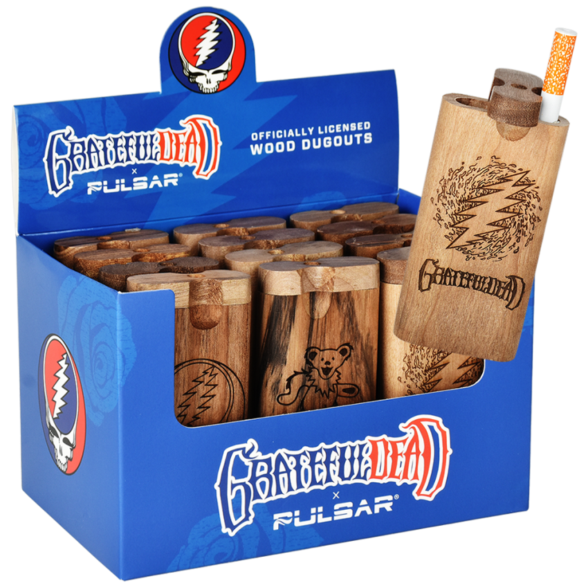 The Grateful Dead x Pulsar Engraved Twist Top Wood Dugout | 4" | Assorted Designs | 12ct Display