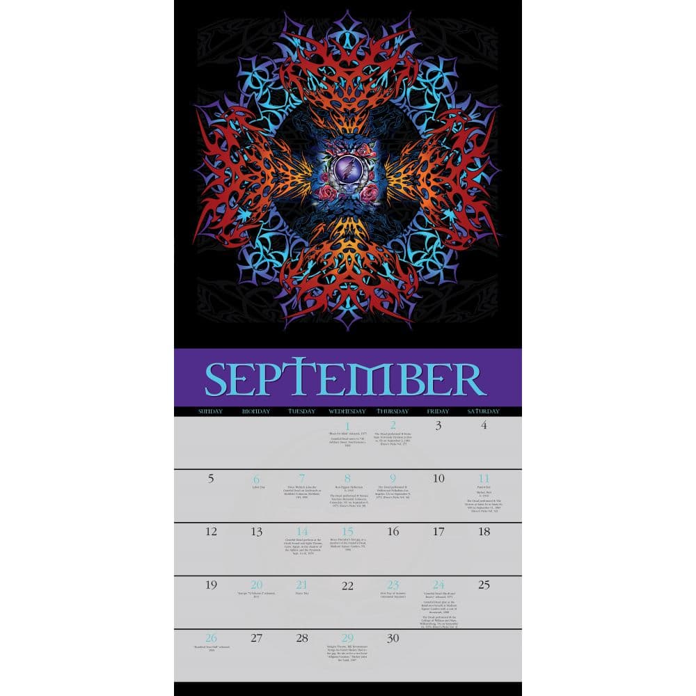Mike Dubois artwork wall calendar for 2027 with Grateful Dead themes, a gift for Deadheads and fans