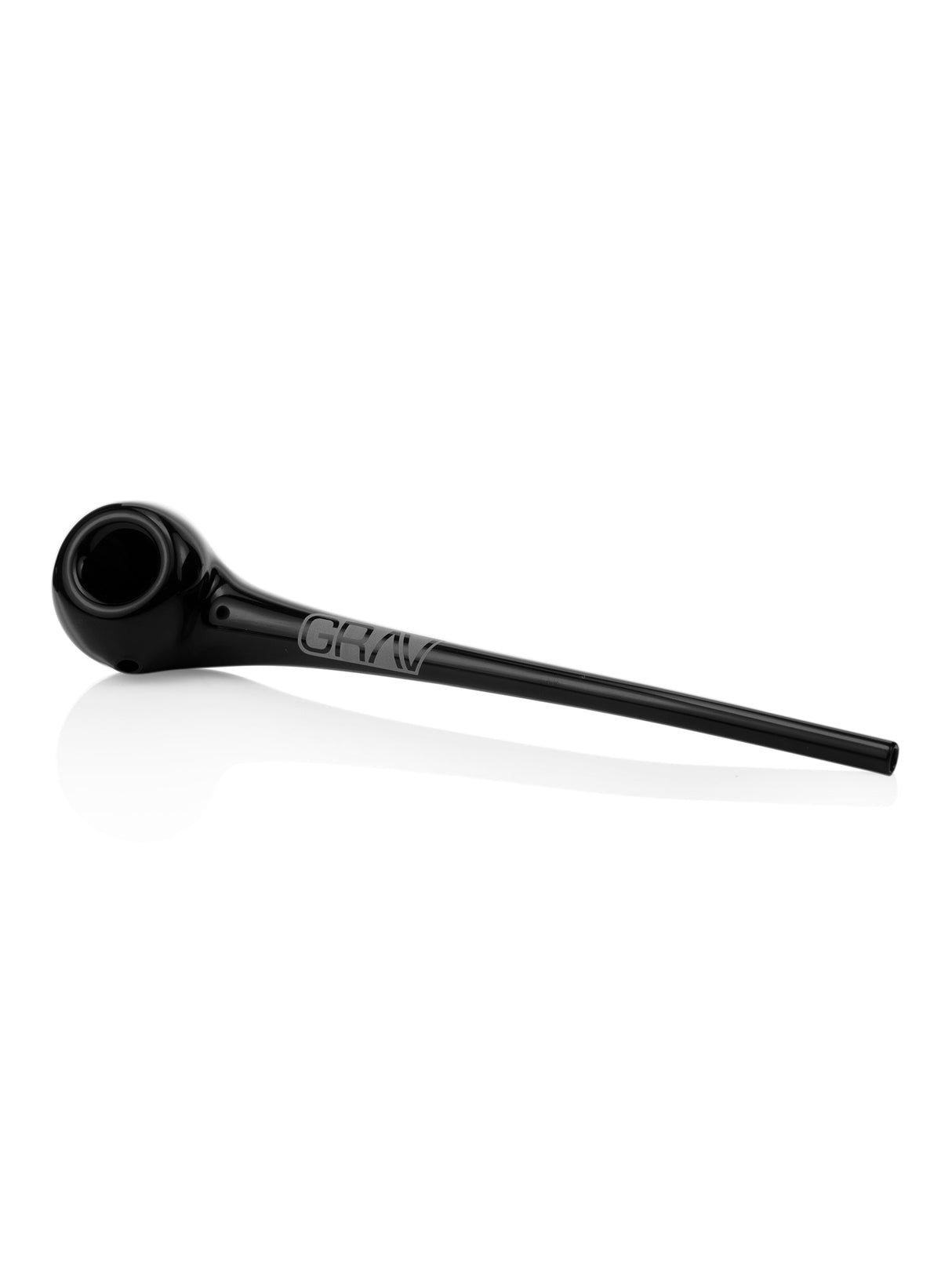 GRAV 10" Gandalf Hand Pipe in Black, Borosilicate Glass, Side View on White Background