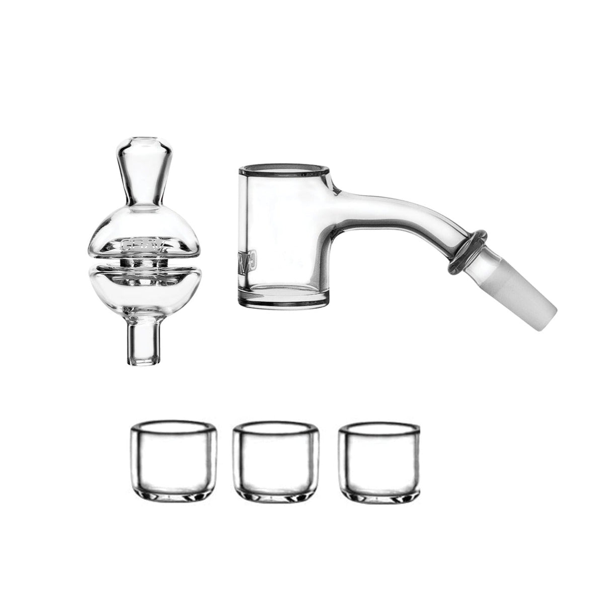 GRAV 10mm 45deg Seamless Quartz Banger Kit for Dab Rigs, Clear, Top View