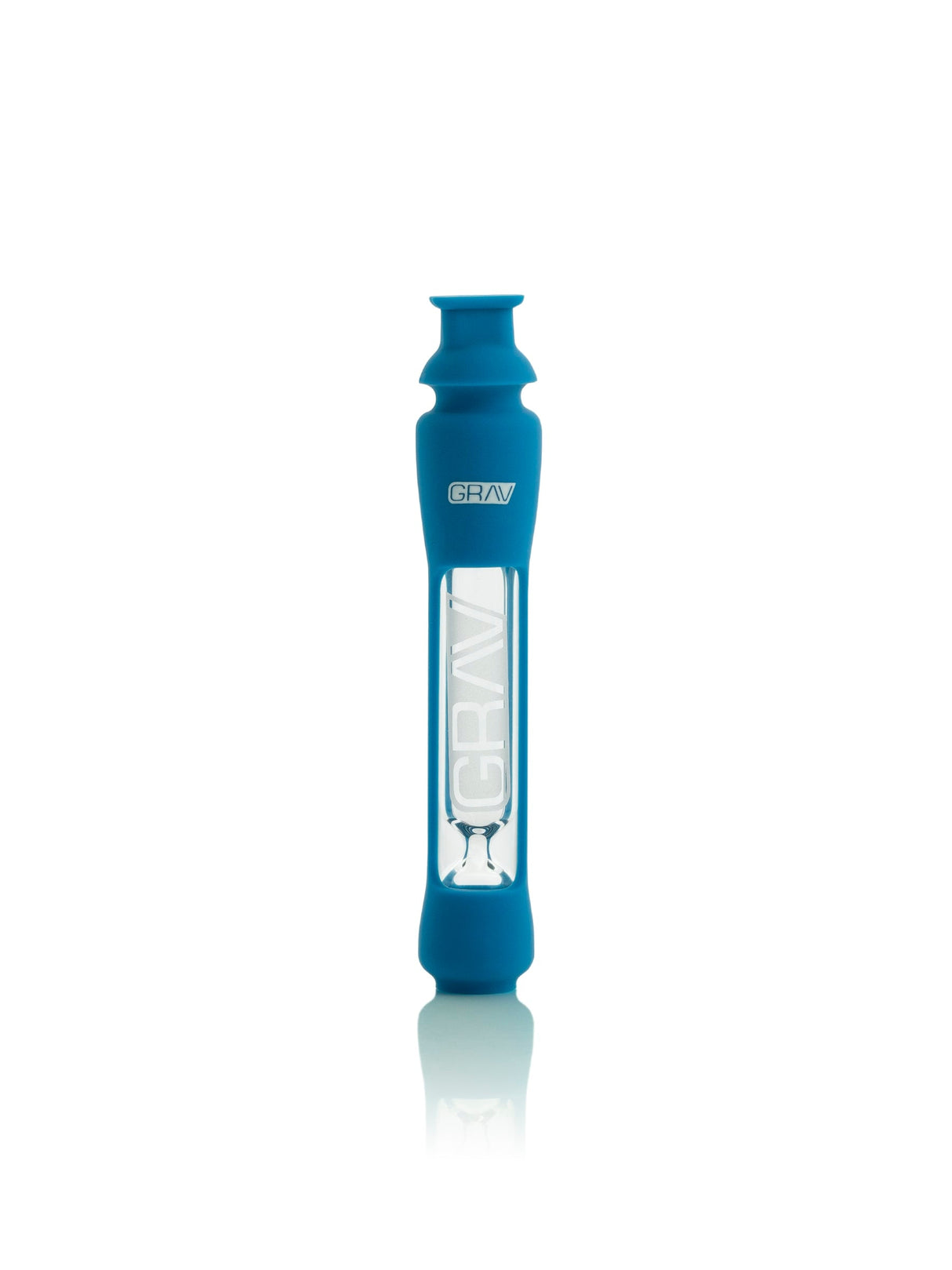 GRAV 12mm Taster with Blue Silicone Skin, Portable Glass Chillum, Front View