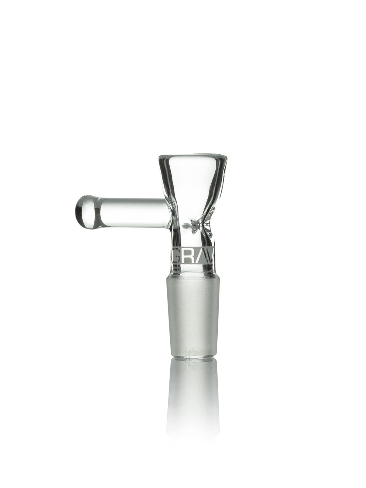 GRAV 14mm Triple Pinch Bowl made of Borosilicate Glass, clear male joint, front view on white background