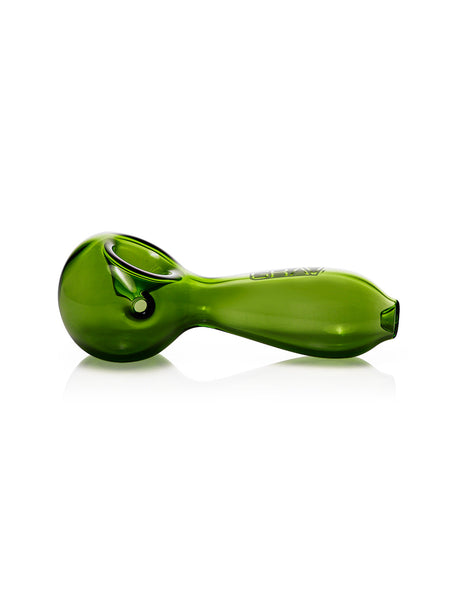 GRAV 6'' Large Spoon Pipe in Green - Side View on White Background, Portable Borosilicate Glass