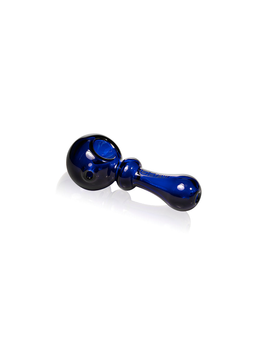 GRAV Bauble Spoon in Cobalt - Heavy Wall Borosilicate Glass Hand Pipe for Dry Herbs, Side View