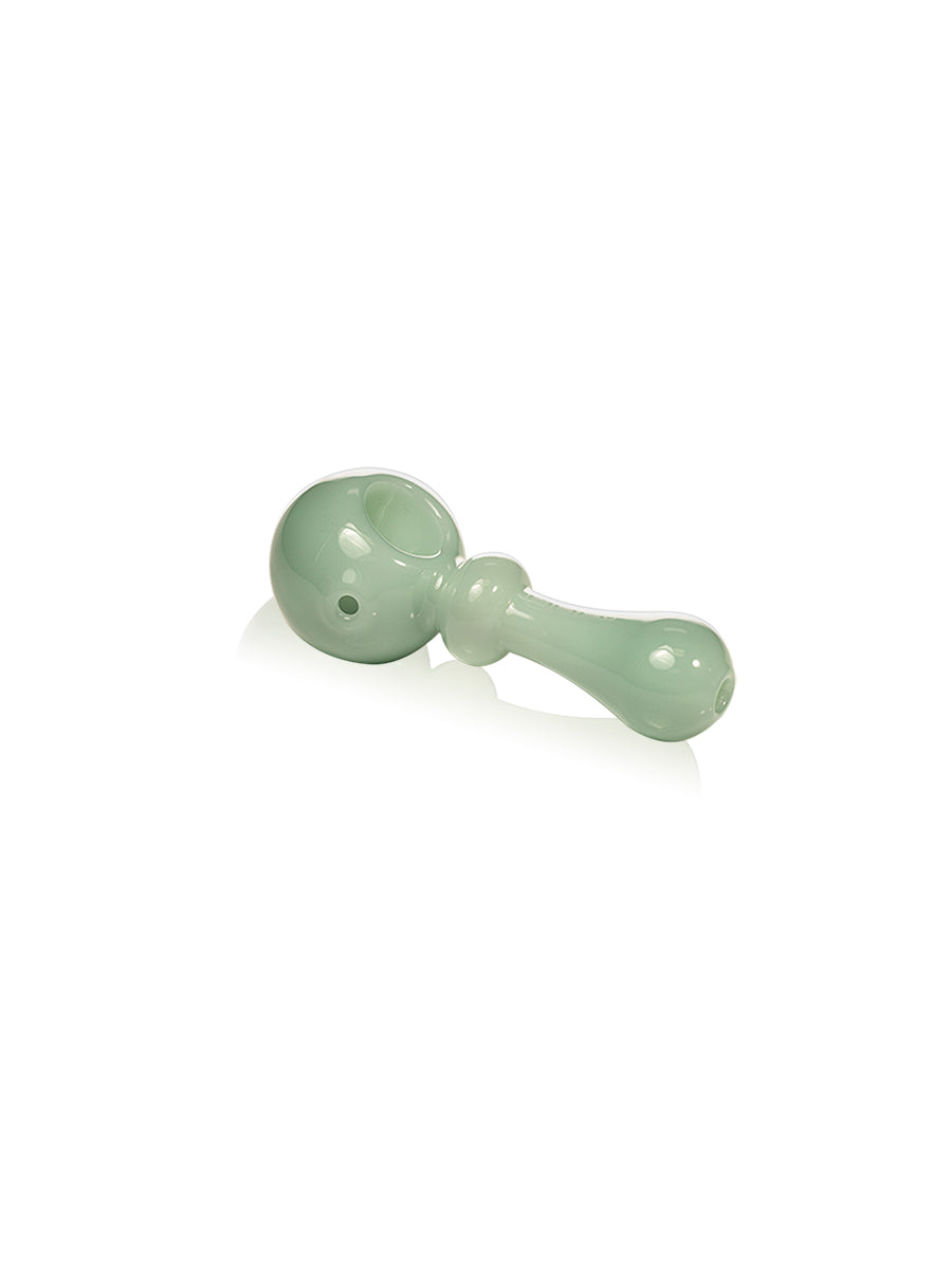 GRAV Bauble Spoon Hand Pipe in Mint Green, Heavy Wall Borosilicate Glass, 4.5" Long - Front View