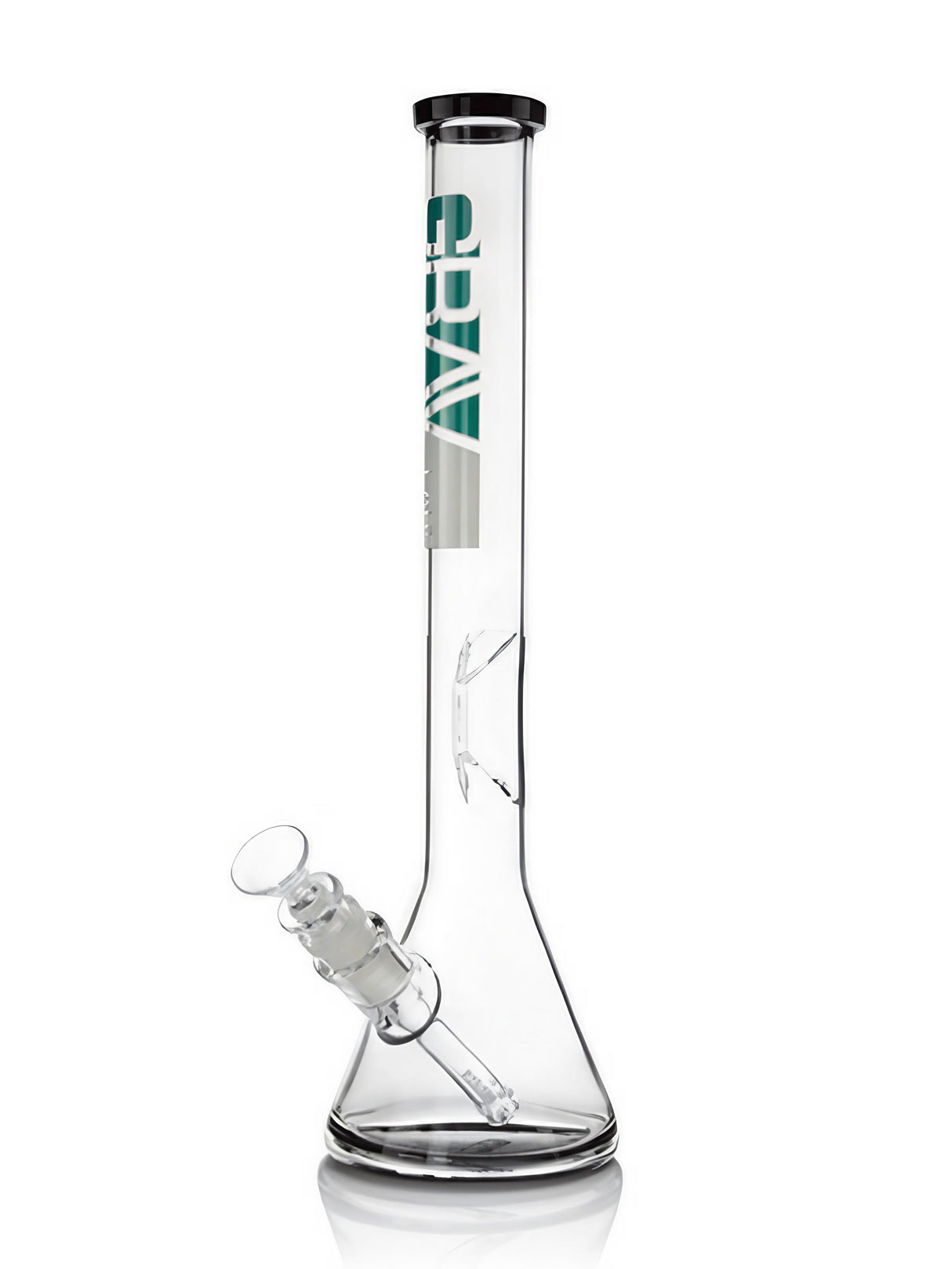 GRAV Beaker Bong with Black Accents and Geometric Ice Pinch, 16" Front View